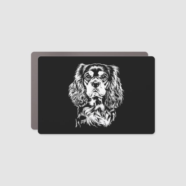 Cavalier King Charles Portrait Minimalist Apparel Car Magnet (Front)