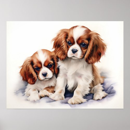 Cavalier King Charles Puppies Poster