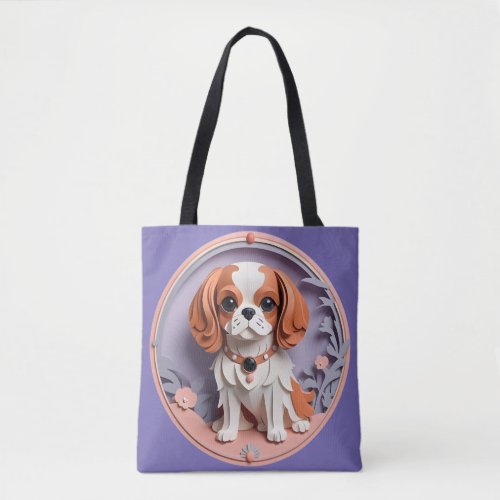 Cavalier King Charles Purple Pastel Paper Cutting Tote Bag