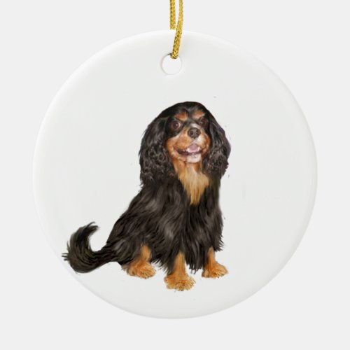 Cavalier King Charles R _ Black and tanpng Ceramic Ornament