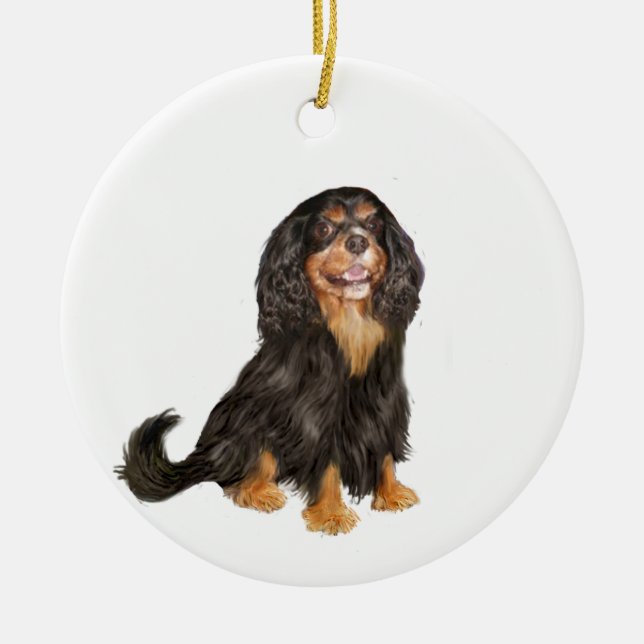 Cavalier King Charles (R) - Black and tan.png Ceramic Ornament (Front)