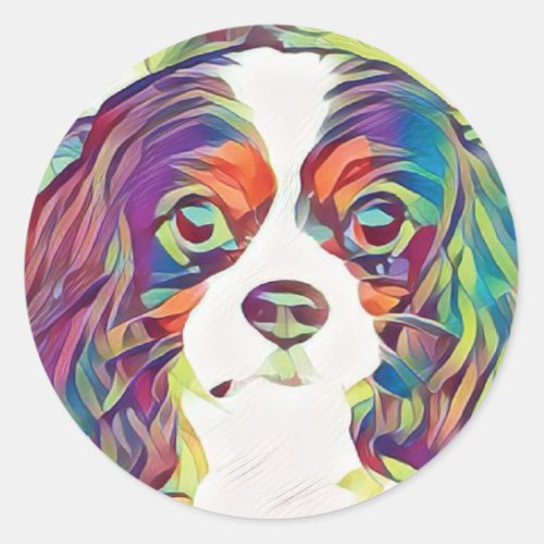 Cavalier King Charles Rainbow Art Sticker