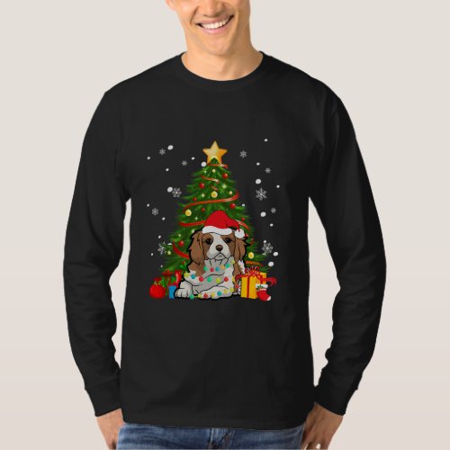 Cavalier King Charles Santa Christmas Tree Light T_Shirt
