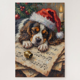 Cavalier King Charles Sleeping on Christmas Carols Jigsaw Puzzle