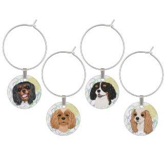 Cavalier King Charles Spaniel, All Four Colors Wine Charm