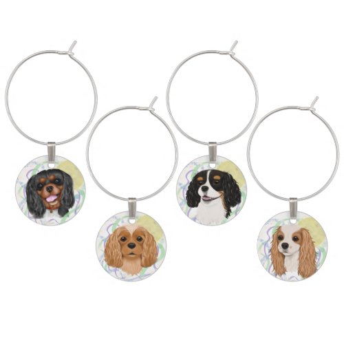 Cavalier King Charles Spaniel All Four Colors Wine Charm