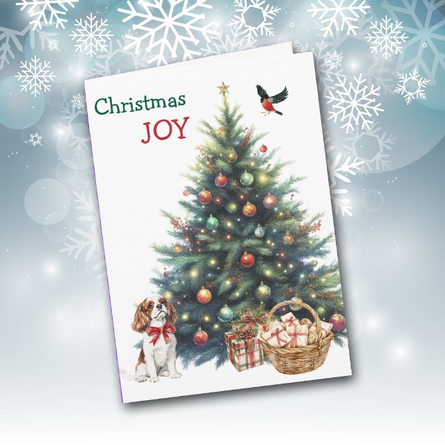 Cavalier King Charles Spaniel and Bird  Holiday Card (Creator Uploaded)