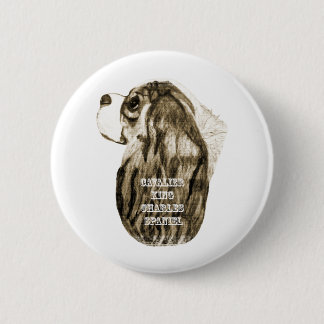 Cavalier King Charles Spaniel Antique Profile Pinback Button