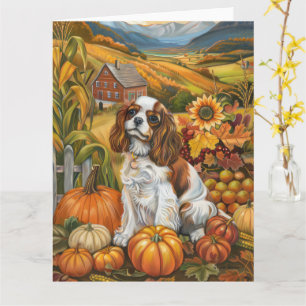Cavalier King Charles Spaniel Autumn Thanksgiving Card