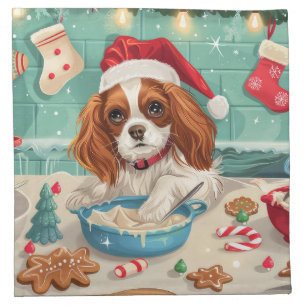 Cavalier King Charles Spaniel Baking Christmas Cloth Napkin
