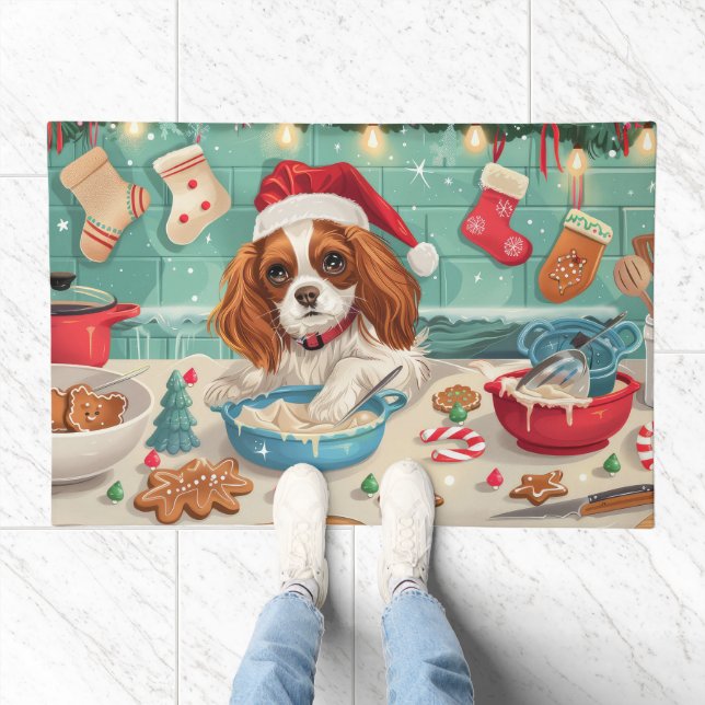 Cavalier King Charles Spaniel Baking Christmas Doormat (Indoor)