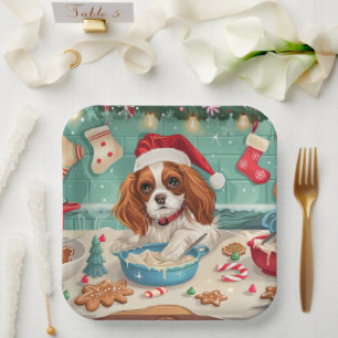 Cavalier King Charles Spaniel Baking Christmas Paper Plates