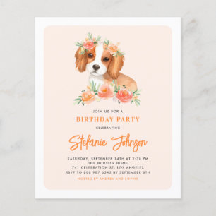 Cavalier King Charles Spaniel Birthday Invitation
