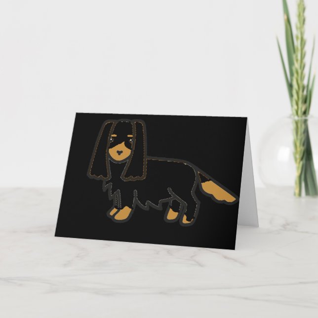 cavalier king charles spaniel black and tan cartoo card (Front)