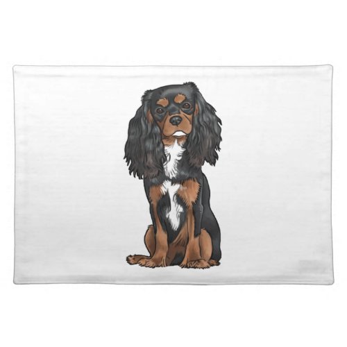 Cavalier King Charles Spaniel _ Black and Tan Cloth Placemat