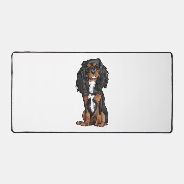 Cavalier King Charles Spaniel - Black and Tan Desk Mat (Front)