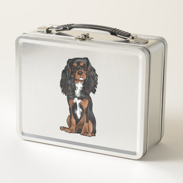 Cavalier King Charles Spaniel - Black and Tan Metal Lunch Box (Front)