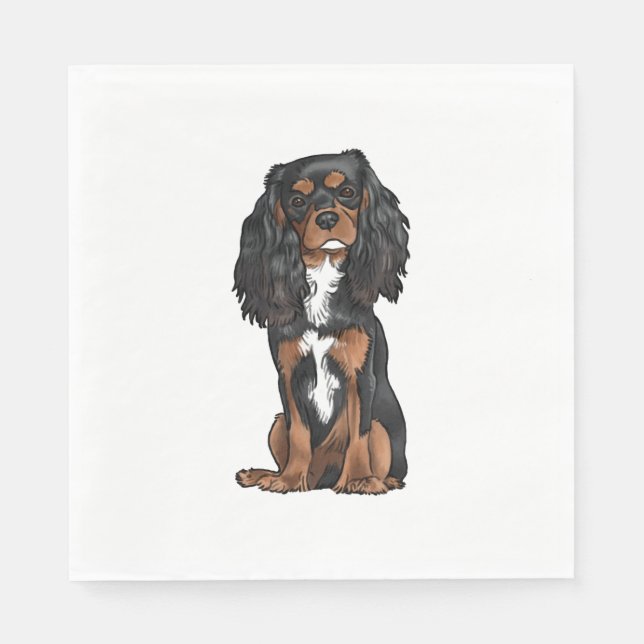 Cavalier King Charles Spaniel - Black and Tan  Napkins (Front)