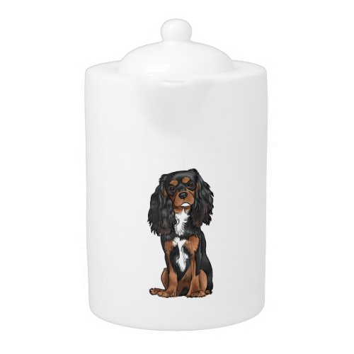 Cavalier King Charles Spaniel _ Black and Tan Teapot