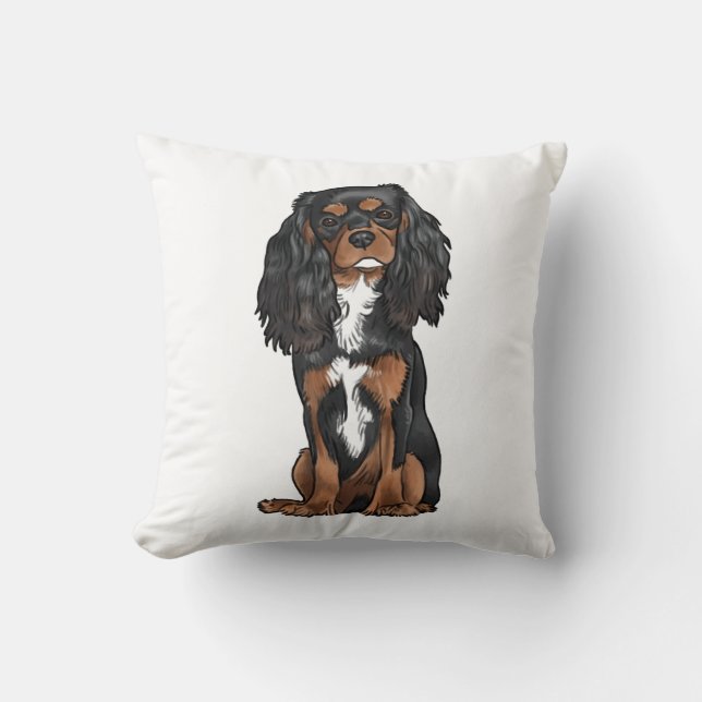Cavalier King Charles Spaniel - Black and Tan Throw Pillow (Front)