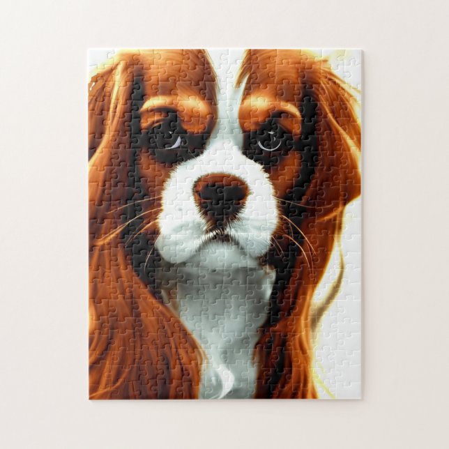 cavalier king charles spaniel blenheim anime jigsaw puzzle (Vertical)