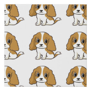 cavalier king charles spaniel blenheim cartoon faux canvas print