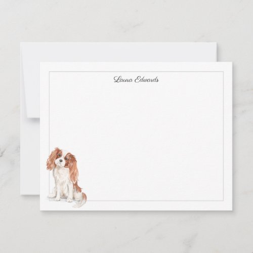 Cavalier King Charles Spaniel Border Personalized Note Card