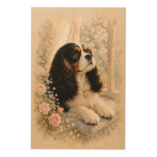 Cavalier King Charles Spaniel by the Window Soft Wood Wall Art