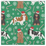 Cavalier King Charles Spaniel candy cane green Fabric
