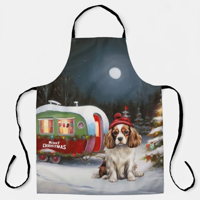 Cavalier King Charles Spaniel Caravan Christmas  Apron (Front)