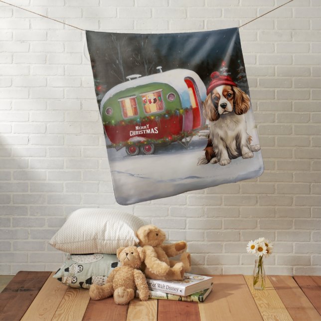 Cavalier King Charles Spaniel Caravan Christmas  Baby Blanket (In Situ)