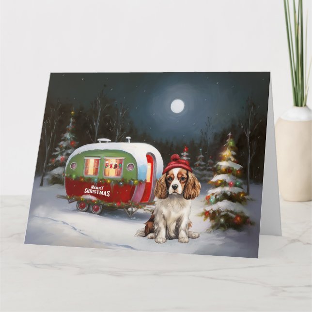 Cavalier King Charles Spaniel Caravan Christmas  Card (Front)