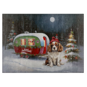 Cavalier King Charles Spaniel Caravan Christmas Cutting Board