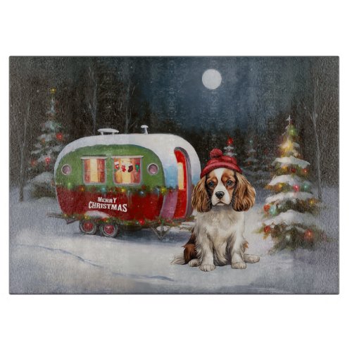 Cavalier King Charles Spaniel Caravan Christmas  Cutting Board