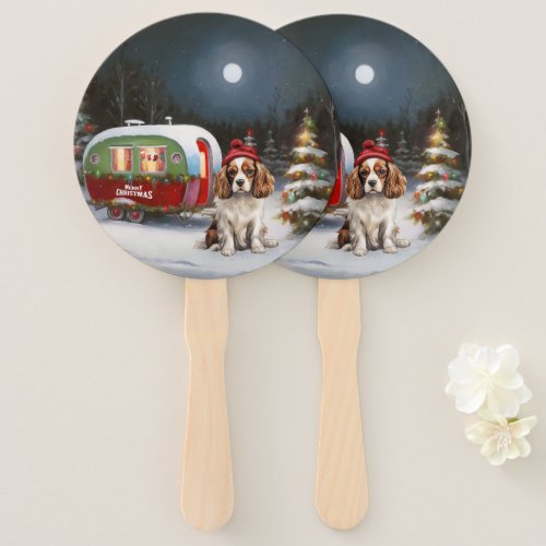 Cavalier King Charles Spaniel Caravan Christmas  Hand Fan