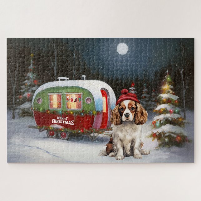 Cavalier King Charles Spaniel Caravan Christmas  Jigsaw Puzzle (Horizontal)
