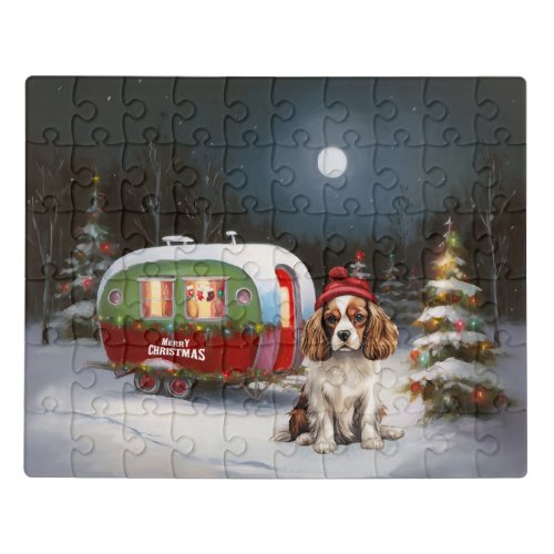Cavalier King Charles Spaniel Caravan Christmas  Jigsaw Puzzle