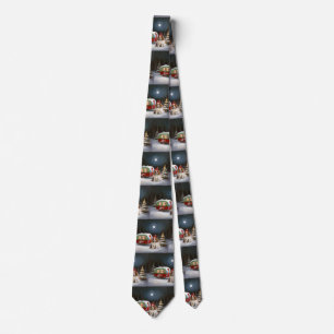 Cavalier King Charles Spaniel Caravan Christmas Neck Tie