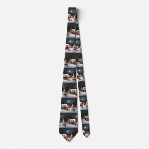 Cavalier King Charles Spaniel Caravan Christmas  Neck Tie