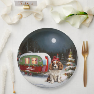 Cavalier King Charles Spaniel Caravan Christmas Paper Plates