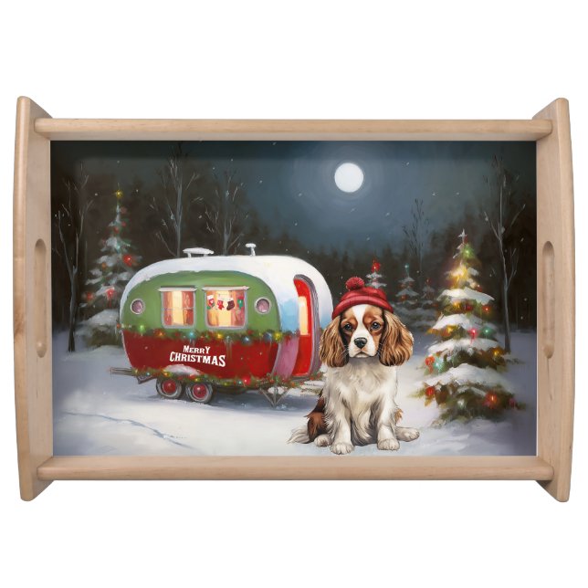Cavalier King Charles Spaniel Caravan Christmas  Serving Tray (Front)