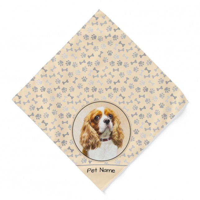 Cavalier King Charles Spaniel Cav Dog Art Painting Bandana (Front)