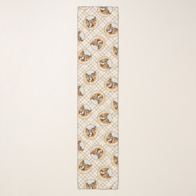 Cavalier King Charles Spaniel Cav Dog Art Painting Scarf (Front)