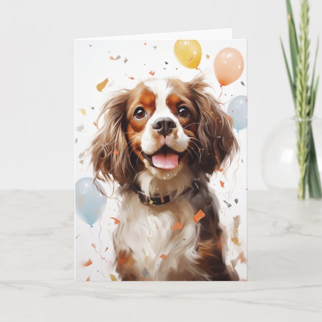 Cavalier King Charles Spaniel Celebration Greeting Thank You Card (Front)