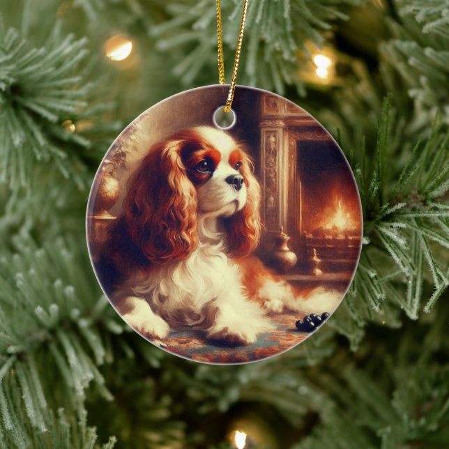 Cavalier King Charles Spaniel Ceramic Ornament (Tree)