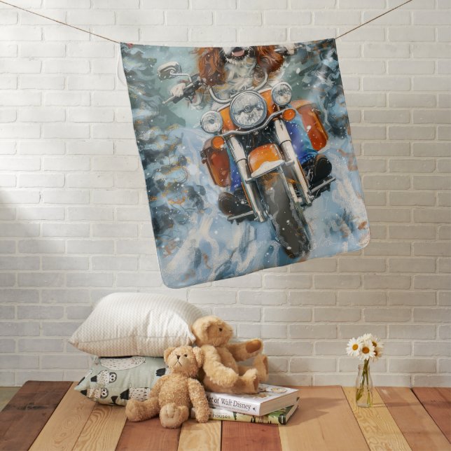 Cavalier King Charles Spaniel Christmas Baby Blanket (In Situ)