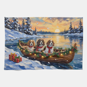 Cavalier King Charles Spaniel Christmas Boat Kitchen Towel