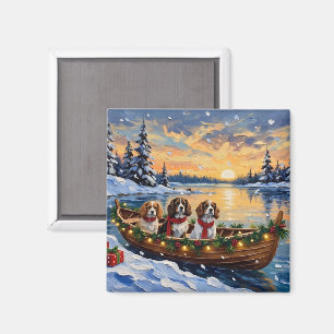 Cavalier King Charles Spaniel Christmas Boat Magnet