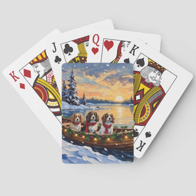 Cavalier King Charles Spaniel Christmas Boat Poker Cards (Back)