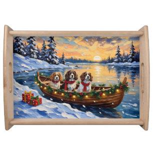 Cavalier King Charles Spaniel Christmas Boat Serving Tray